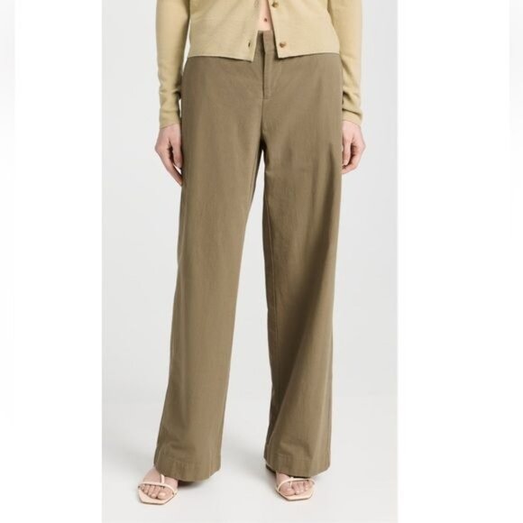 VINCE High-rise cotton twill wide-leg pants in Artichoke Size 12 - Picture 16 of 16
